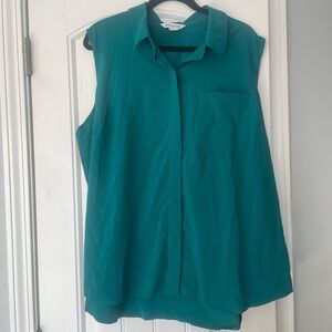 Athleta Teal Sleeveless Button-Up Tank Size 2X
